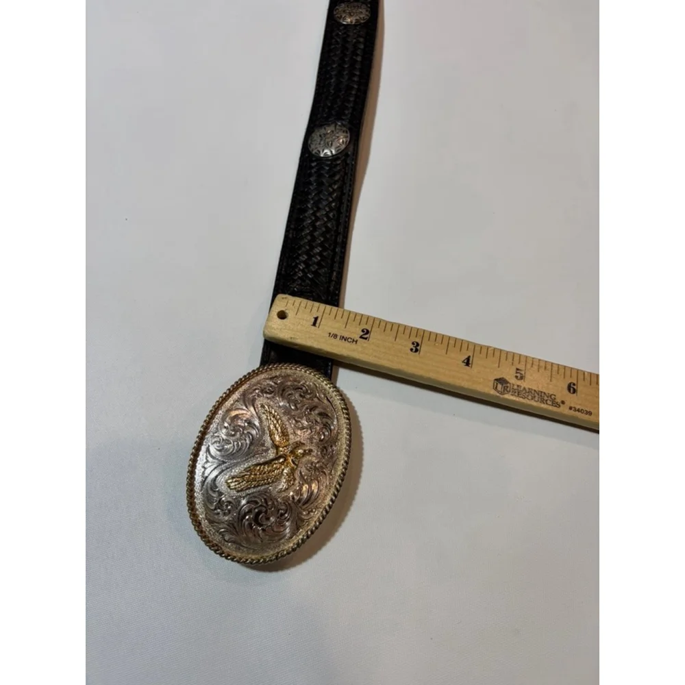 Montana Silversmiths Eagle Western Belt Silver Plated Buckle Size 34
